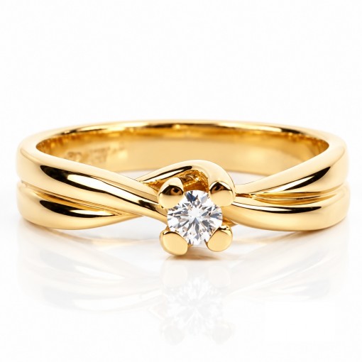 18К Жълто  Злато Диамантен Годежен Пръстен Bloom Jewellery